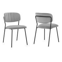 Benjara Metal Dining Chair With Fabric Seats, Gray And Black