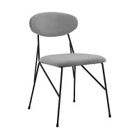 Benjara Metal Dining Chair With Fabric Seats, Gray And Black