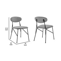 Benjara Metal Dining Chair With Fabric Seats, Gray And Black