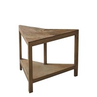 Benjara Wood Corner Table With Bottom Shelf And Angular Edges, Brown
