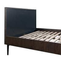 Cross Design Wooden King Size Bed with Sleek Tubular Legs, Gray and Brown