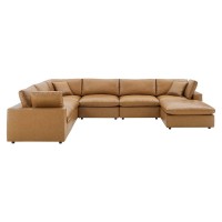 Commix Down Filled Overstuffed Vegan Leather 7Piece Sectional Sofa