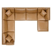 Commix Down Filled Overstuffed Vegan Leather 7Piece Sectional Sofa