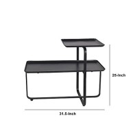 Benjara 2 Tier Rectangular Modern Metal Accent Table, Black