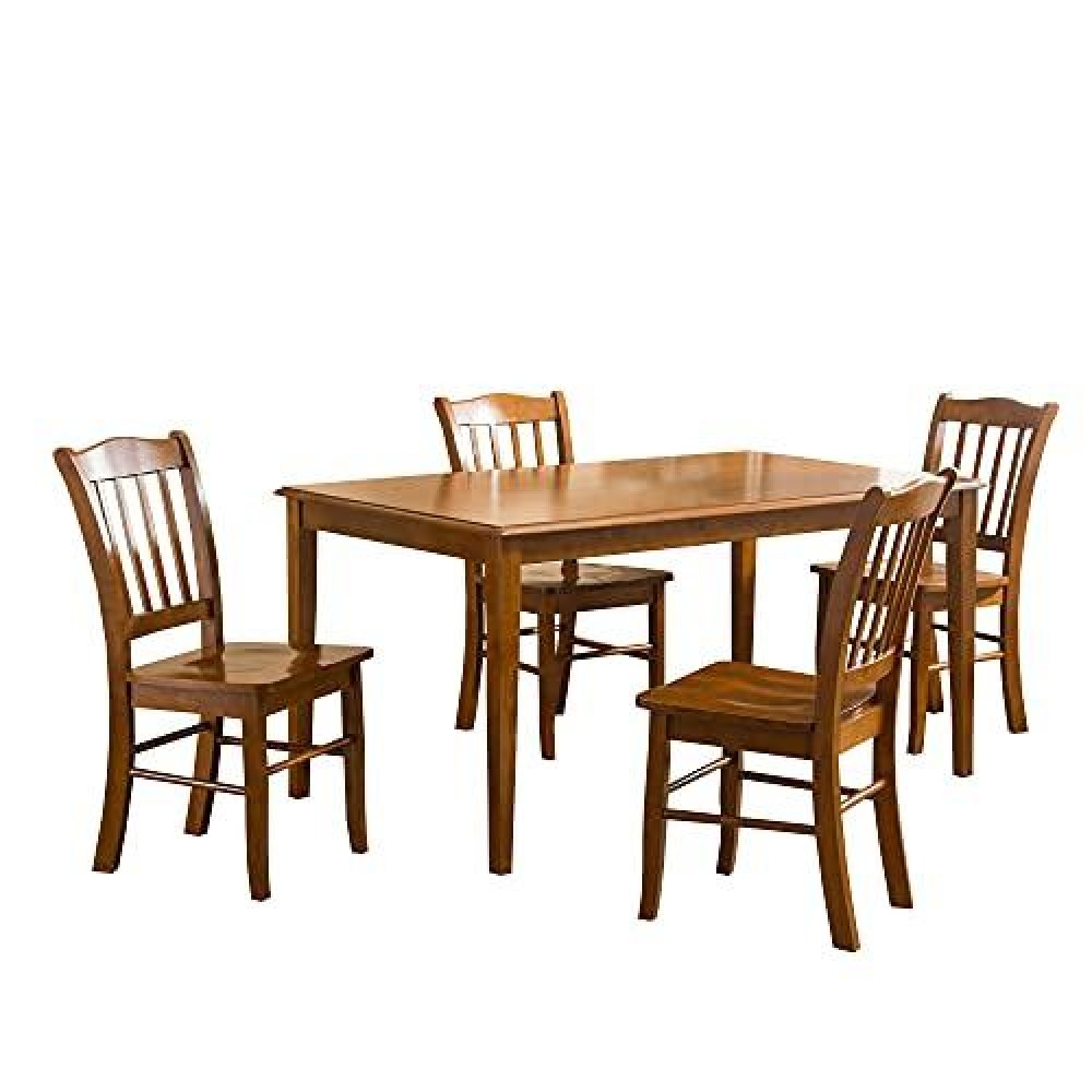 Benjara 5 Piece Transitional Wooden Dining Set, Brown