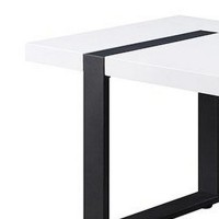 Two Tone Modern Coffee Table with Metal Legs, White and Black