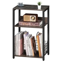 Lelelinky Farmhouse End Table 3 Tier Record Player Stand With Storage Up To 100 Albums Turntable Stand Dark Grey Records Vinyl S