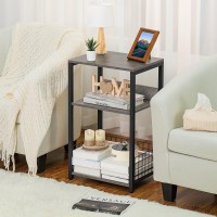 Lelelinky 3 Tier End Table Record Player Stand With Storage Up To 100 Albums Turntable Stand For Vinyl Light Gray Couch Nights