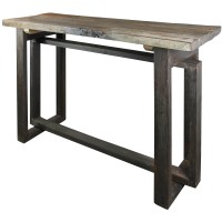 Benjara Rustic Style Wooden Console Table With Intersected Sled Base, Gray