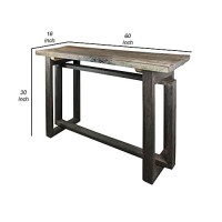 Benjara Rustic Style Wooden Console Table With Intersected Sled Base, Gray