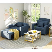 Yodolla Navy Single Sofa Bed Chair, 3-In-1, Adjustable Backrest, Wood And Steel Frame, 800Lb Capacity, With Pillow And Cushion