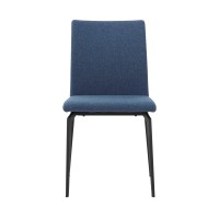 Sleek Fabric Dining Chair with Diamond Stitching, Set of 2, Blue