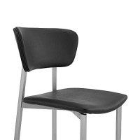 Benjara Set Faux Leather Dining Chair With Curved Open Back, Set Of 2, Black And Silver