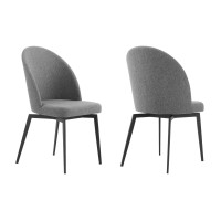 Swivel Fabric Dining Chair with Curved Backrest, Set of 2, Gray