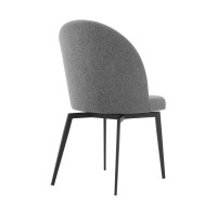 Swivel Fabric Dining Chair with Curved Backrest, Set of 2, Gray