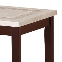 Benjara End Table With Faux Marble Top, White And Brown