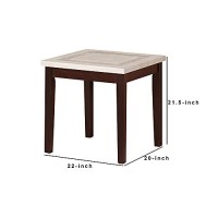 Benjara End Table With Faux Marble Top, White And Brown