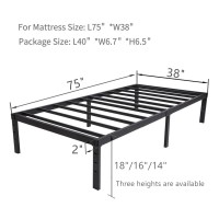 Wulanos Twin Size Bed Frame 3500Lbs Heavy Duty Metal Platform With Steel Slats Support No Box Spring Needed 14 Inches High Be