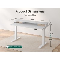 Fezibo 60 X 24 Inch Height Adjustable Electric Standing Desk With Double Drawer, Stand Up Desk With Storage Shelf, Sit Stand Desk, White