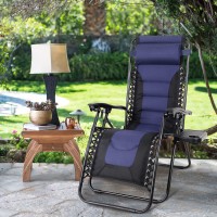 Maison Arts Padded Zero Gravity Lawn Chair Foldable Patio Recliner Anti Gravity Lounge Chair Wpillow Cup Holder Outdoor Camp