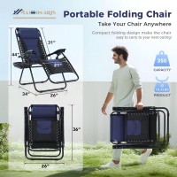 Maison Arts Padded Zero Gravity Lawn Chair Foldable Patio Recliner Anti Gravity Lounge Chair Wpillow Cup Holder Outdoor Camp