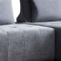 Sectional with Tufted Fabric Upholstered Seats, Dark Gray