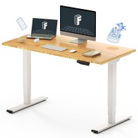 Flexispot Pro Bamboo 3 Stages Dual Motor Electric Standing Desk 48X24 Inches Whole-Piece Desk Board Height Adjustable Desk Electric Stand Up Desk Sit Stand Desk(White Frame + Bamboo Desktop)