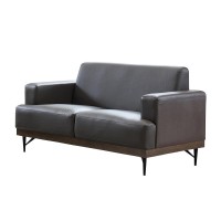 Loveseat with Leatherette Seating and Track Armrests, Brown