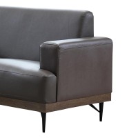 Loveseat with Leatherette Seating and Track Armrests, Brown