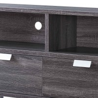 TV Stand with 2 Wooden Shelves and 2 Drawers, Gray