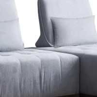 Sectional with Tufted Fabric Upholstered Seats, Light Gray