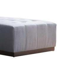 Sectional with Tufted Fabric Upholstered Seats, Light Gray