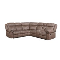 Acme Dollum Sectional Sofa In 2-Tone Chocolate Velvet