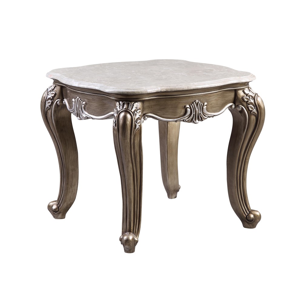 Elozzol End Table in Marble & Antique Bronze Finish LV00303(D0102H7JL7X)