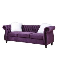Acme Thotton Sofa With 2 Pillows In Purple Velvet