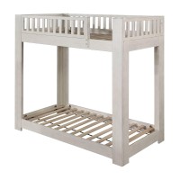 Acme Cedro Twin Over Twin Bunk Bed With Wood Ladder In Weathered White