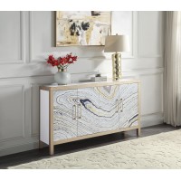 Olisa console Table in Stone grain White & gold Finish Ac00283(D0102H7cBFT)