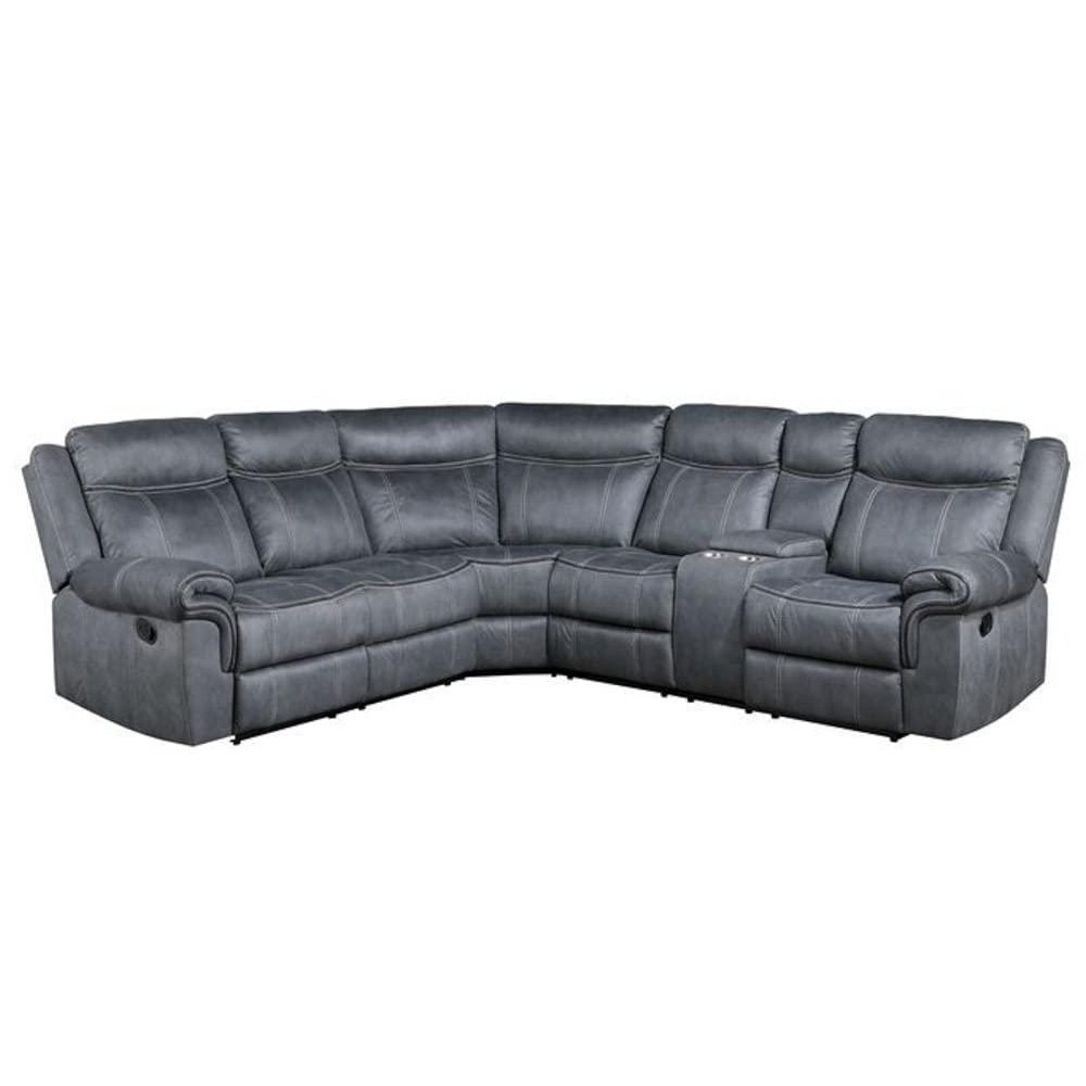 Acme Dollum Sectional Sofa In 2-Tone Gray Velvet