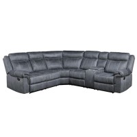 Acme Dollum Sectional Sofa In 2-Tone Gray Velvet