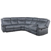 Acme Dollum Sectional Sofa In 2-Tone Gray Velvet