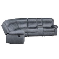 Acme Dollum Sectional Sofa In 2-Tone Gray Velvet