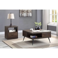 Acme Harel Wooden Coffee Table With Storage Drawer And Metal Legs In Walnut