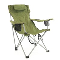 Creative Outdoor Luxurious Folding Chair With Headrest - Durable Water Bottle Holder - Padded Headrest - Top Tier Comfort - Storage Bag Included - Compact Design (Green)