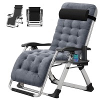 Zero Gravity Chair, Lawn Recliner, Reclining Patio Lounger Chair, Folding Portable Chaise With Detachable Soft Cushion, Cup Holder, Headrest