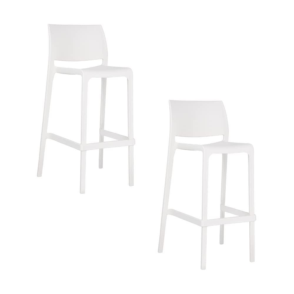 Lagoon Sensilla Bar Stool 7211-B, Lagoon Brand, Bar Stool Injected In Polypropylene, Fiberglass And Uv Protection, Stackable, 2 Pieces (White)