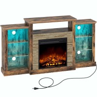 Rolanstar Fireplace Tv Stand With Led Lights And Power Outlets, Tv Console For Tvs Up To 65