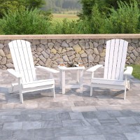 2 Pack Charlestown All-Weather Poly Resin Folding Adirondack Chair With Side Table