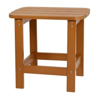 Charlestown All-Weather Poly Resin Wood Adirondack Side Table In Teak