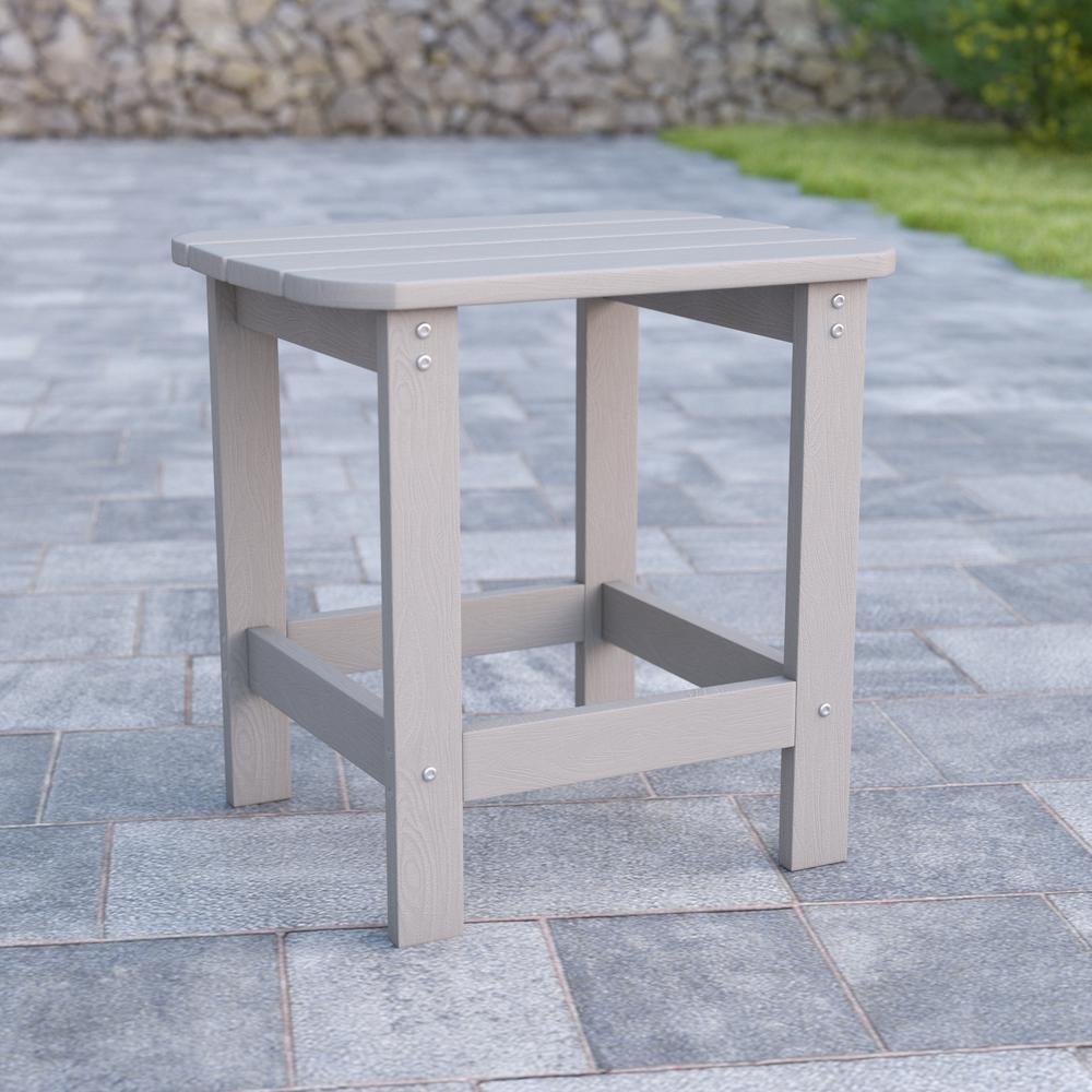 Charlestown AllWeather Poly Resin Wood Adirondack Side Table in Gray