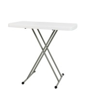 30 Inch Granite White IndoorOutdoor Plastic Folding Table Adjustable Height Commercial Grade Side Table Laptop Table TV Tray